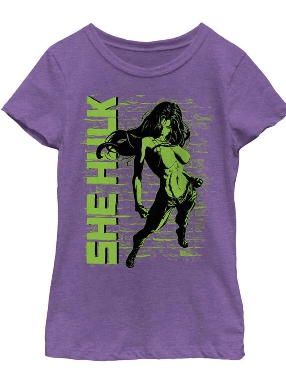Marvel Classic Really Green She Hulk Girls Short Sleeve Tee Shirt Large (10/12)